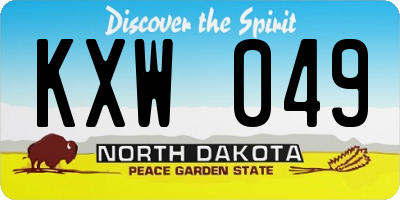 ND license plate KXW049