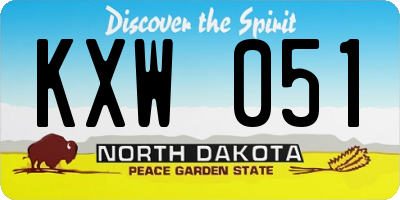 ND license plate KXW051