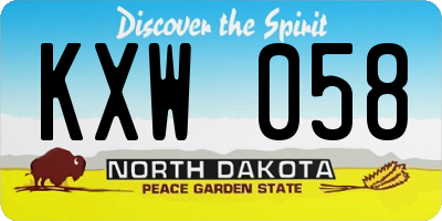 ND license plate KXW058