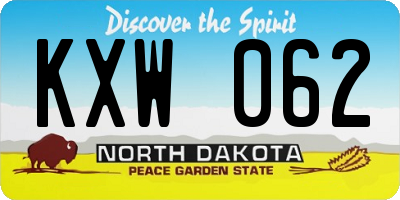 ND license plate KXW062
