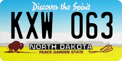 ND license plate KXW063