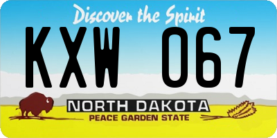 ND license plate KXW067