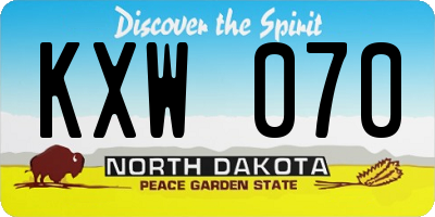ND license plate KXW070