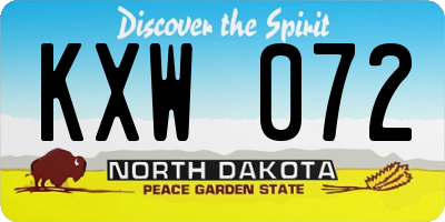 ND license plate KXW072
