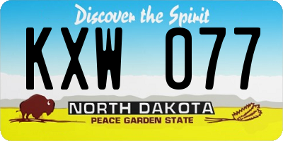 ND license plate KXW077