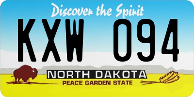 ND license plate KXW094