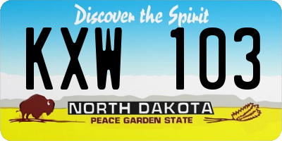 ND license plate KXW103
