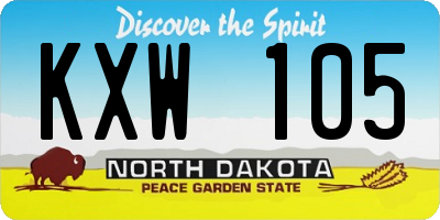 ND license plate KXW105