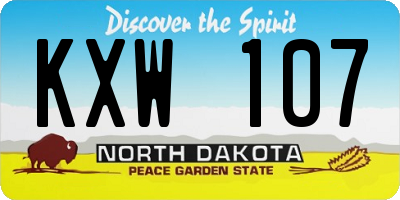 ND license plate KXW107