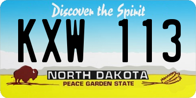 ND license plate KXW113