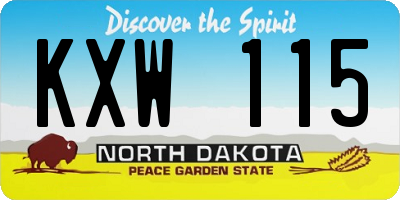 ND license plate KXW115