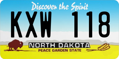 ND license plate KXW118