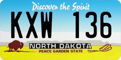 ND license plate KXW136