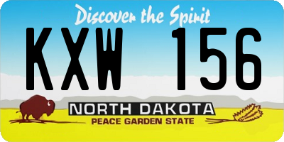 ND license plate KXW156