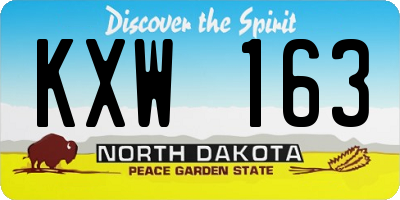ND license plate KXW163