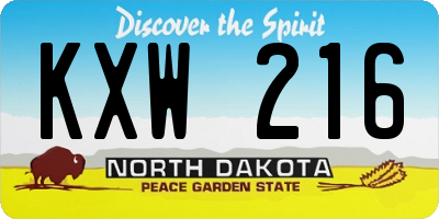 ND license plate KXW216