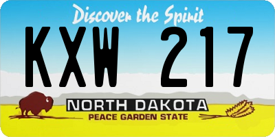 ND license plate KXW217