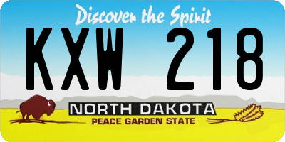 ND license plate KXW218