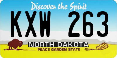 ND license plate KXW263