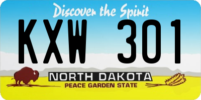 ND license plate KXW301
