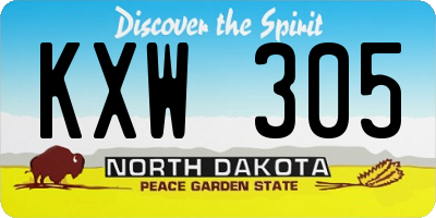 ND license plate KXW305