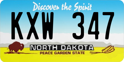 ND license plate KXW347