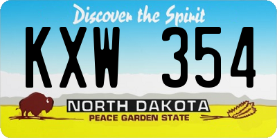 ND license plate KXW354