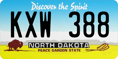 ND license plate KXW388