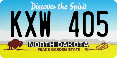 ND license plate KXW405