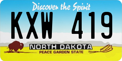 ND license plate KXW419