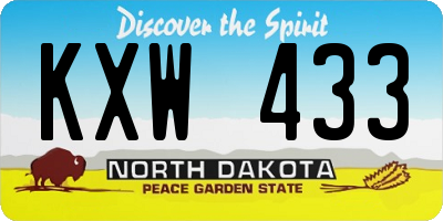 ND license plate KXW433