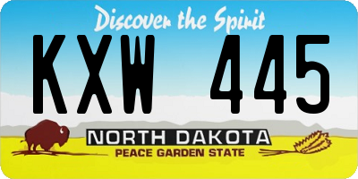 ND license plate KXW445