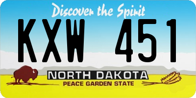 ND license plate KXW451