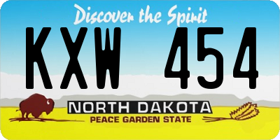 ND license plate KXW454