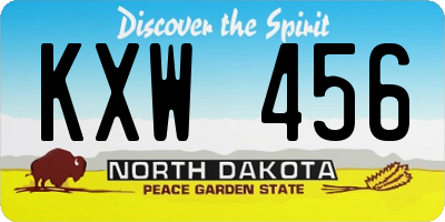 ND license plate KXW456