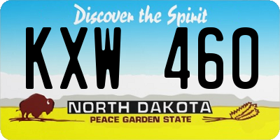 ND license plate KXW460