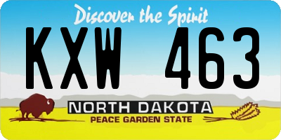 ND license plate KXW463