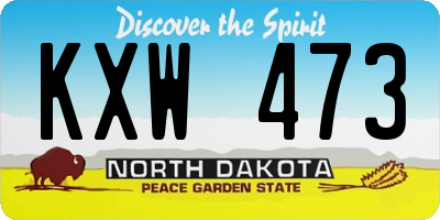 ND license plate KXW473