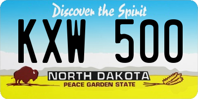 ND license plate KXW500