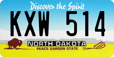 ND license plate KXW514