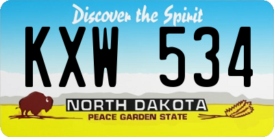 ND license plate KXW534