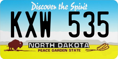 ND license plate KXW535