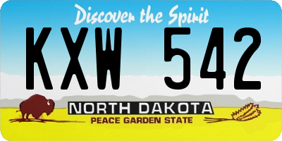 ND license plate KXW542