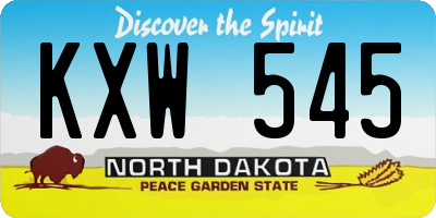 ND license plate KXW545