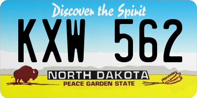 ND license plate KXW562