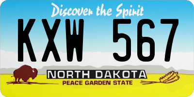 ND license plate KXW567