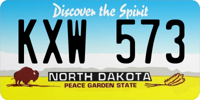 ND license plate KXW573