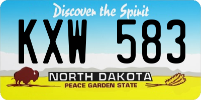 ND license plate KXW583