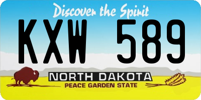 ND license plate KXW589