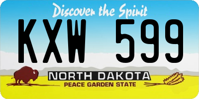 ND license plate KXW599